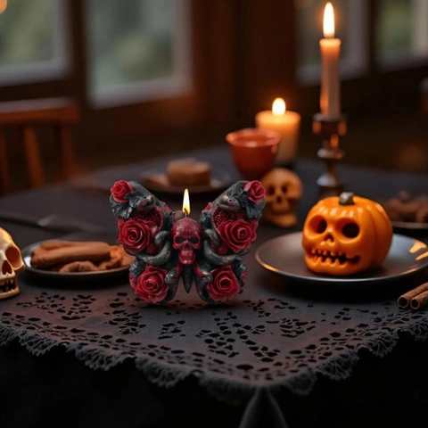 Rose Schädel Schmetterling Und Grabstein Silikonform Für DIY Kerzenherstellung Gotische Halloween Dekoration Handwerk