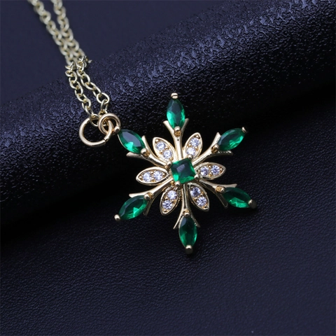 Sneeuwvlok Hanger Ketting Koper 18K Verguld Micro Pave Zirconia Box Ketting Verstelbare Elegante Sieraden Voor Vrouwen