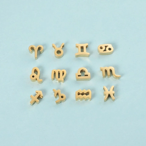 Zodiac Sign Charms Constellation Stainless Steel DIY Jewelry Making Beads Mirror Polished Astrological Pendants