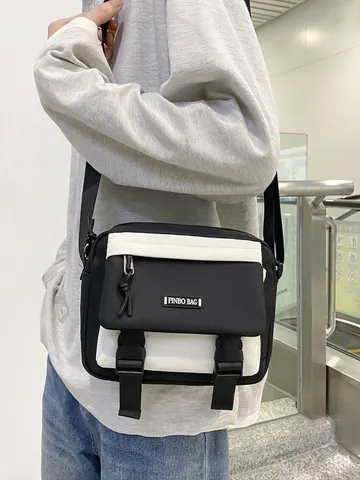 Bolso De Mensajero De Nailon Impermeable Streetwear Japonés Color De Contraste Estilo Workwear Bolso De Hombro Hombre Mujer