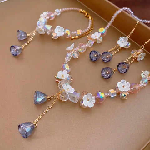 Pendientes Colgantes Cristal Borla Flor Con Poste Acero Joyería Estilo Coreano Dulce Chic Para Mujeres Rosa