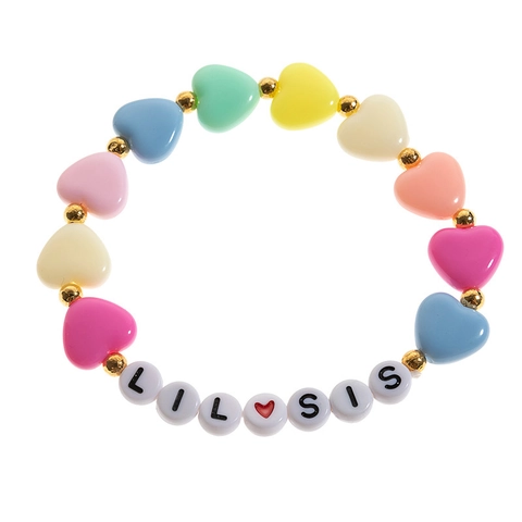 Farbenfrohes Acryl Herz Perlenarmband Buchstabe Sister Love Freundschaftsschmuck Geschenk Für Mädchen Frauen