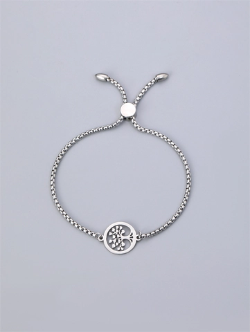 Pulsera Árbol De La Vida Acero Inoxidable Ajustable Cadena De Caja Joyería Para Hombres Mujeres Unisex Color Plata