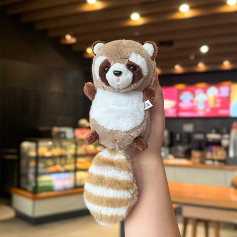 Portachiavi Peluche Procione Ciondolo Animale In Pelliccia Sintetica Grande Coda A Strisce Decorazione Per Borsa Simpatico Peluche Regalo