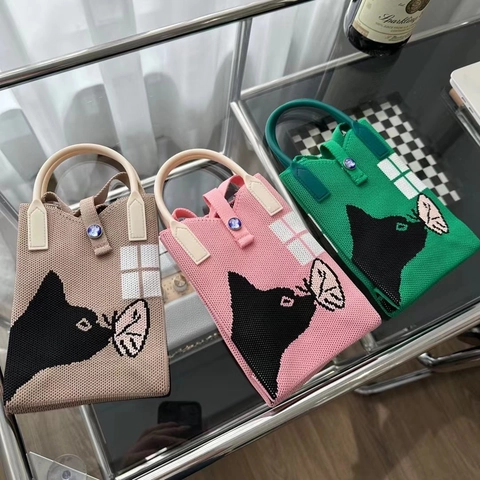 Mini Sac De Téléphone En Tricot Mignon Dessin Animé Panda Chat Cœur Motif Sac À Main Bandoulière Petit Sac Crochet Femmes
