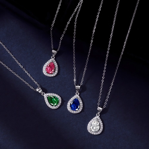 Collana con Ciondolo in Zirconia a Forma di Pera in Argento Sterling 925 per Donna Elegante Collana a Goccia in Zirconia Cubica