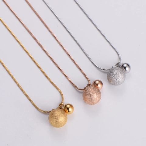 Collana Con Pendente Doppia Sfera Acciaio Inossidabile 316L Perle Opache E Lucide Catena A Serpente Gioielli Minimalisti