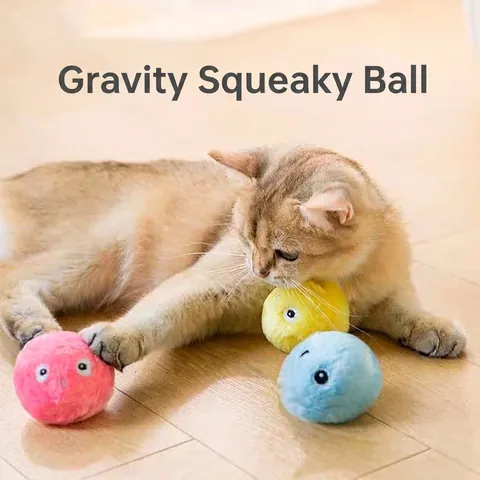 Interactive Cat Toy Gravity Sounding Ball Simulated Animal Bird Frog Cricket Sounds With Catnip Touch Sensitive Fun