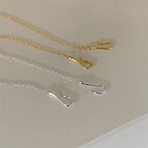 Collana Con Chiusura A Gancio A S In Argento Sterling 925 Pendente A Curva Geometrica Minimalista Per Donna Gioielli Eleganti