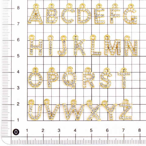 Alphabet Letter Charms Alloy Rhinestone For DIY Jewelry Making Necklaces Earrings Gold Color Sparkly Initial Pendants