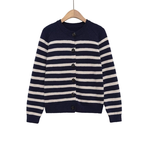 Cardigan In Maglia A Righe Da Donna Girocollo Maniche Lunghe Abbottonato Maglione Casual