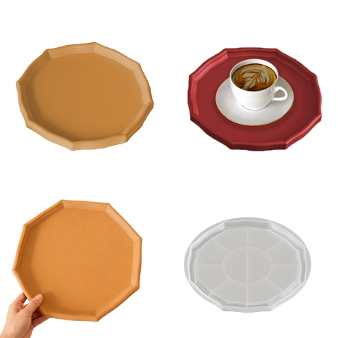 Octagonale Dienblad Siliconen Mal Geometrische Hars Gieten DIY Opbergplaat Onderzetter Home Decor