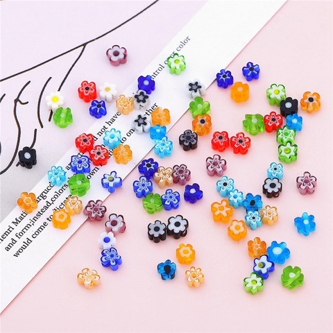 Millefiori Glass Flower Loose Beads For Handmade Jewelry Making Necklace Bracelet Accessories Irregular Small