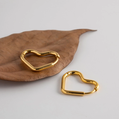 Orecchini A Cerchio A Forma Di Cuore In Acciaio Inossidabile Placcato Oro Gioielli Di Moda Minimalisti Per Donna