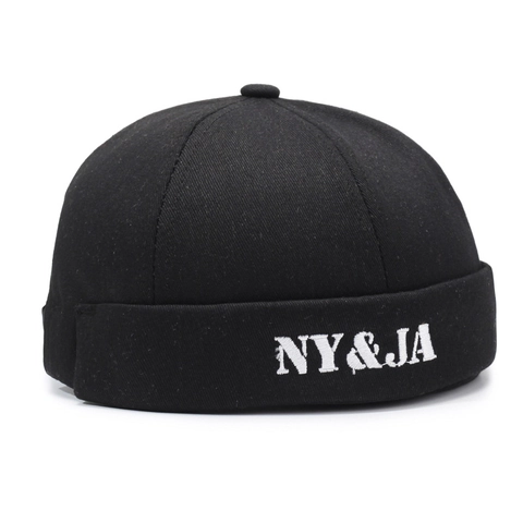 Retro Cotton Docker Hat Brimless Cap With Letter Embroidery Adjustable Metal Buckle Vintage Streetwear For Men Women
