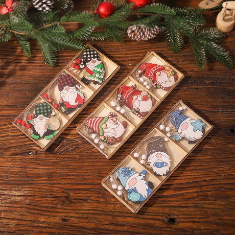 Ornamenti Appesi Di Gnomo Di Natale In Legno Decorazioni Nordiche Tomte Per Albero Di Natale Con Corda Di Canapa E Perline