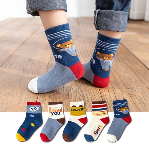 Kids Mid-Calf Socks Breathable Mesh Cotton Blend Cartoon Animal Pattern Soft Sweat Absorbent For Toddler Infant Boys Girls