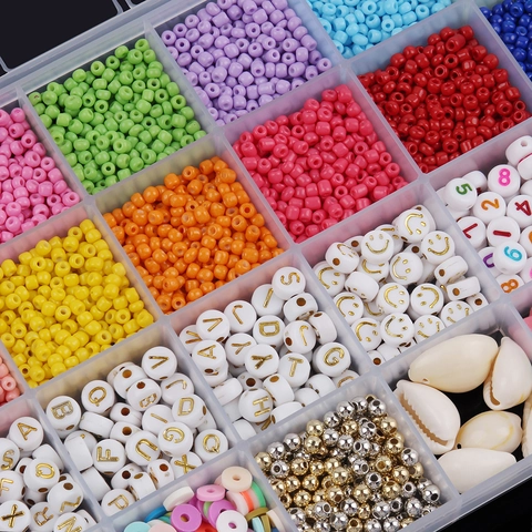 Perline Di Semi Di Vetro Perline Con Lettere In Acrilico Faccina Sorridente Conchiglie Ciondoli Cordino Elastico Per La Creazione Di Gioielli Fai Da Te Braccialetto Collana Artigianato