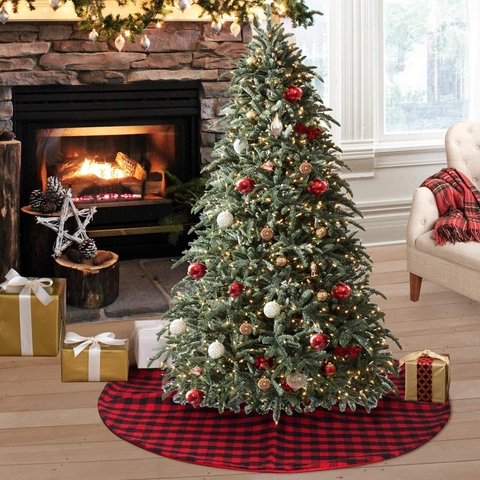 Gonna Per Albero Di Natale A Quadri Buffalo Doppio Strato Rotonda In Tessuto Decorazione Per Feste Casa