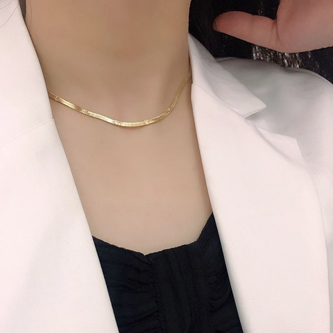 Collana A Catena Di Serpente Piatta Acciaio Inossidabile Goffrato Puntinato Ritorto Gioielli Minimalisti Per Donne