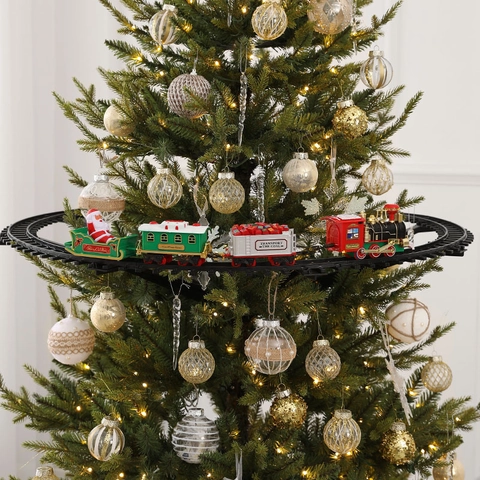 Treno Elettrico Per Albero Di Natale Con Binario Sospeso Ferrovia Luminosa Per Decorazioni Natalizie Regalo Bambini