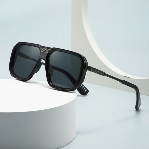 Retro Pilotenbrille Für Herren Und Damen Vintage Quadratischer Großer Rahmen TR Metall UV400 Schutz Moderne Brille