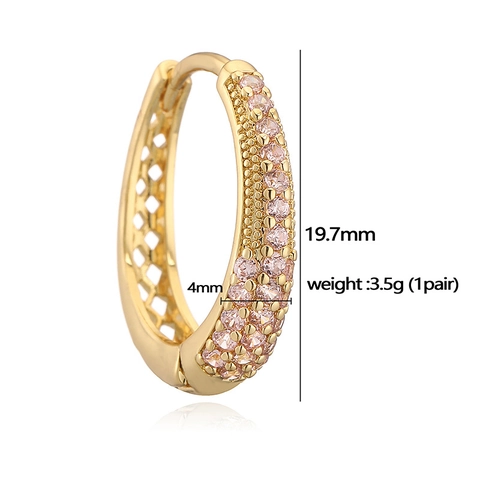 Oval Huggie Hoop Ohrringe Kupfer Bunte Zirkonia Luxus Hohl U-Förmig Geometrischer Schmuck Für Damen