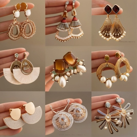 Pendientes Bohemios de Ratán Tejidos Mujer Retro Resina Madera Concha Joyería de Playa 925 Plata de Ley