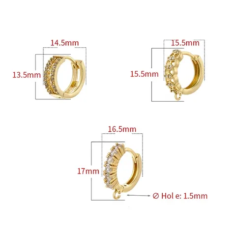 Hoop Ohrringe Messing Zirkonia Huggie Ohrbuckle Hohles Design Doppelschicht Schmuck Für Frauen