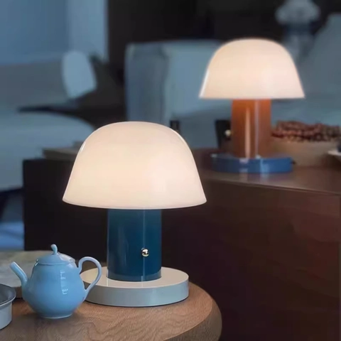 Lampe De Table Champignon Acrylique Métal Nordique Moderne LED USB Rechargeable Commande Tactile Décor De Chevet