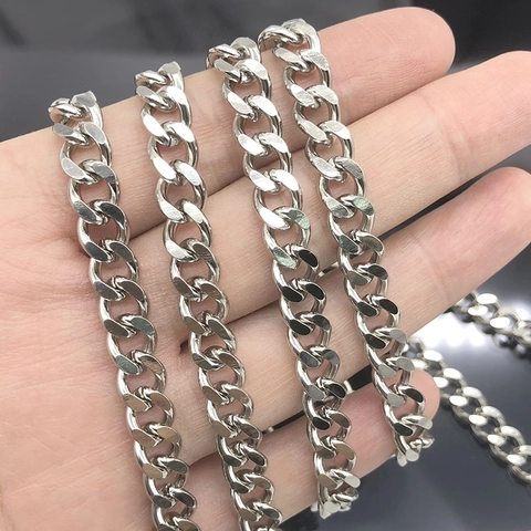 Stainless Steel Cuban Link Curb Chain For DIY Jewelry Making Necklaces Bracelets Bag Accessories Non Fading Minimalist