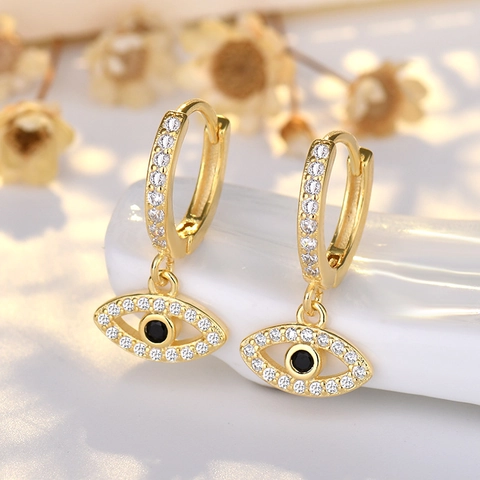 Orecchini A Cerchio Malocchio Rame AAA Zircone Pendenti Moda Bohémien Gioielli Portafortuna Per Donne Ragazze
