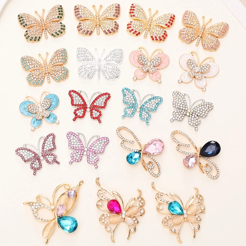 Ciondoli Farfalla Lega Strass DIY Creazione Gioielli Accessori Moda Elegante Ornamento Decorazione
