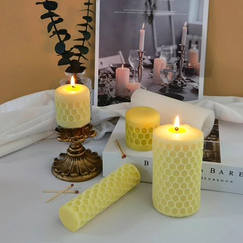 Honeycomb Candle Mold Silicone DIY Handmade Aromatherapy Wax Molds Textured Cylindrical Square Crafting Tools