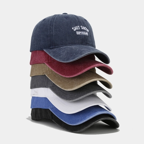 Casquette De Baseball En Coton Lavé Broderie Shit Show Supervisor Vintage Ajustable Visière Courbée Chapeau Soleil