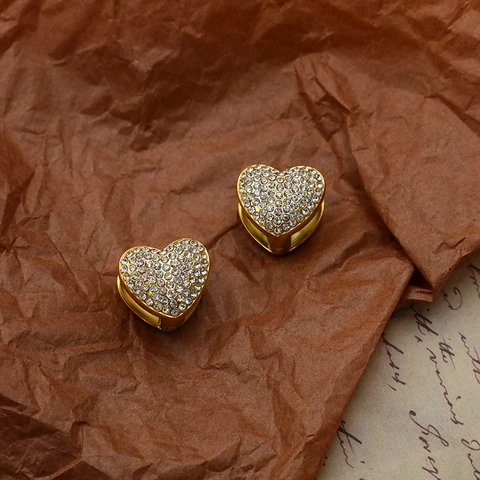 Minimalistische Herzförmige Creolen Aus Edelstahl Mit Strasssteinen Für Damen Mode Schmuck Retro Gold Silber