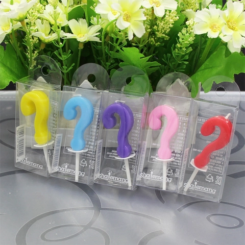Question Mark Birthday Candle Paraffin Wax Metallic Colorful Cake Decorating Topper For Party Anniversary Celebrations