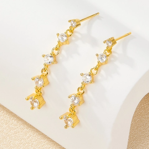 Orecchini A Pendente In Argento Sterling 925 Con Zirconia Cubica Tonda Gioielli Eleganti Minimalisti Per Donna