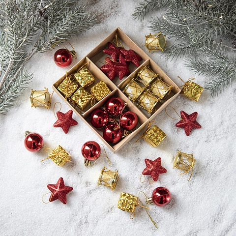 Decorazioni Appese Per Albero Di Natale Palline Stella Campanella Plastica Glitterata Lucida Festiva Decor Casa
