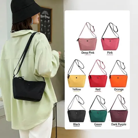 Lightweight Nylon Crossbody Bag Women Dumpling Shoulder Bag Adjustable Strap Versatile Minimalist Casual Handbag