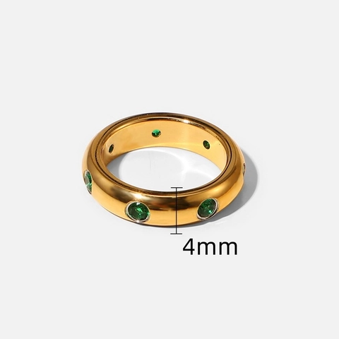 Anello A Cupola Bombato Retrò In Rame Placcato Oro Con Micro Intarsio Di Zirconi Cubici Colorati Gioielli Minimalisti