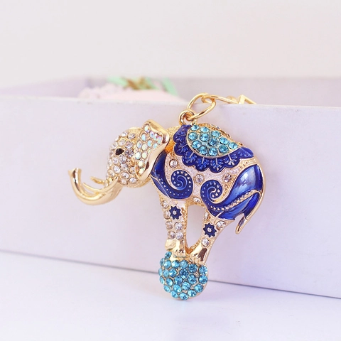 Llavero De Elefante Estrás Esmalte Colgante De Animal Amuleto De Bolso Aleación De Zinc Accesorio Brillante Regalo