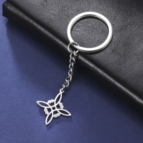 Llavero Nudo Celta Acero Inoxidable 304 Nudo De Bruja Wicca Gótico Geométrico Colgante Joyería Para Mujeres Hombres