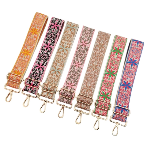 Bohemia Floral Jacquard Wide Bag Strap Replacement Adjustable Thickened Fabric Shoulder Belt For Women