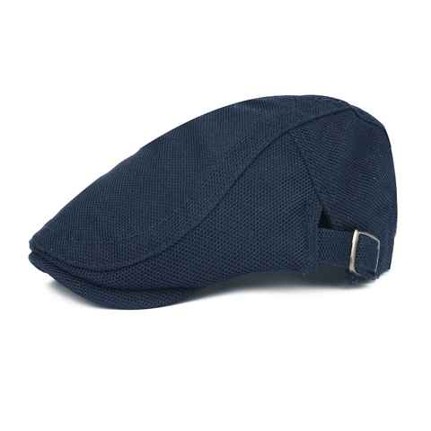 Breathable Mesh Flat Cap Cotton Polyester Summer Ivy Hat With Adjustable Metal Buckle Retro Newsboy Beret For Men Women