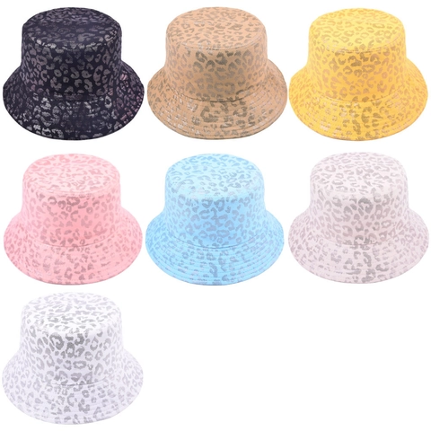 Metallic Leopard Print Baumwolle Fischerhut Outdoor Mode Sonnenschutz Hip Hop Sonnenhut Für Damen Herren