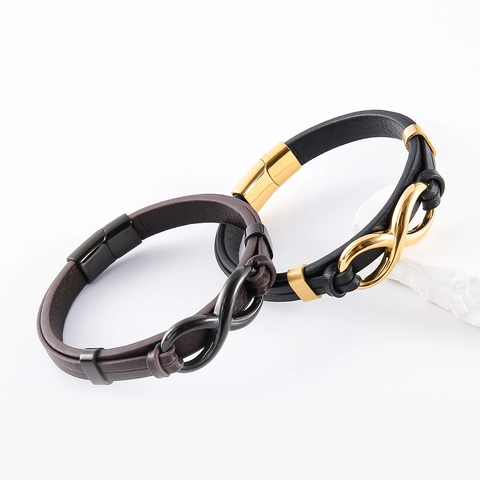 Infinity Symbol Geflochtenes Lederarmband 304 Edelstahl Hardware Magnetverschluss Herren Casual Mode Schmuck Geschenk