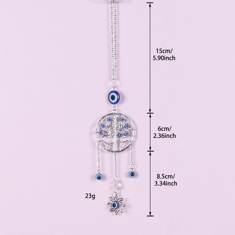 Handmade Dream Catcher Hanging Ornament With Peacock Feathers Evil Eye Tree Of Life Wall Decor For Car And Home