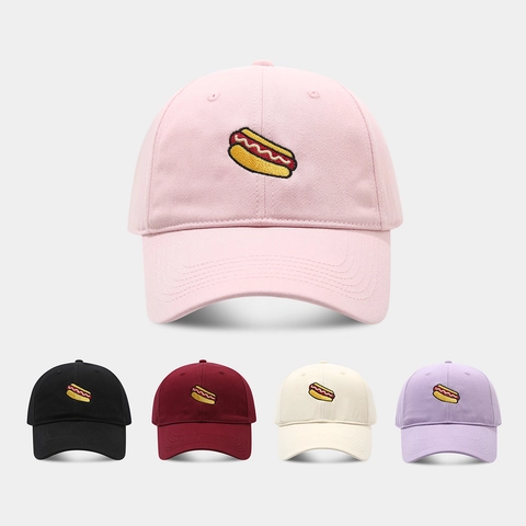 Cappello Da Baseball In Cotone Ricamato Hot Dog Regolabile Dad Hat Casual Streetwear Per Uomo Donna Traspirante