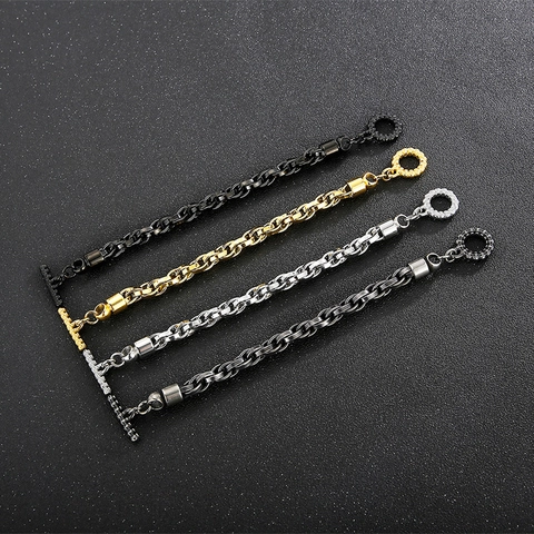 Pulsera Para Hombre Calavera Cierre De Barra Acero Inoxidable 316L Cadena Gruesa Gótico Punk Joyería